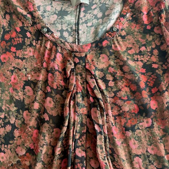 Wrap London Sheer Floral Scoop Neck Dark Romantic Short Sleeve Tunic Dress 8 - Picture 4 of 11